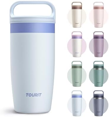 TOURIT Travel Coffee Mug 16 oz,Leakproof 2-Part Drink Lid Tumbler,Sky Blue by TOURIT