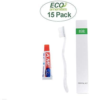 ECO Amenities 60 Pcs, 4-Piece Travel Size Toiletries Kit, Includes Small Bar Soap, 2 in 1 Hotel Shampoo and Conditioner Supplies for Guests, Body Lotion, Travel Toothbrush Set with Toothpaste, 15 Kits - Image 2