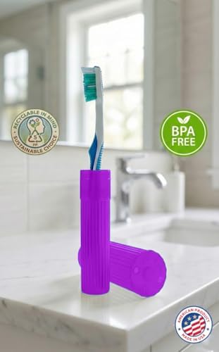 American Comb Toothbrush Holder (Blue,Pink,White,Purple) Made in USA, with Ventilation Holes, for Toothbrush Covers, Toothbrush Holder, Toothbrush Soft, Durable Design, Hygienic Bathroom Accessory - Image 4