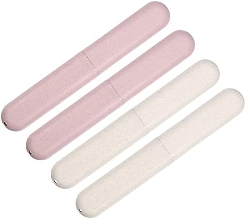 VOCOSTE 4Pcs Travel Toothbrush Case, Beige&Pink by VOCOSTE