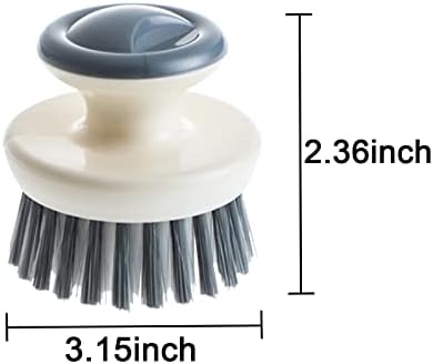 Dish Scrub Brush,Ergonomic Grip Palm Brush,Kitchen Scrub Brushes for Cleaning, Dish Scrubber with Stiff Bristles for Sink, Pots, Pans (2P Grey) - Image 4