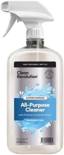 Clean Revolution SuperCharged All Purpose Cleaner Refill with Smart Probiotic + Enzyme Complex, Multi-Surface Kitchen Bathroom & Floor Cleaner, Fragrance Free, 18 Fl Oz (Pack of 1) by CleanRevolution