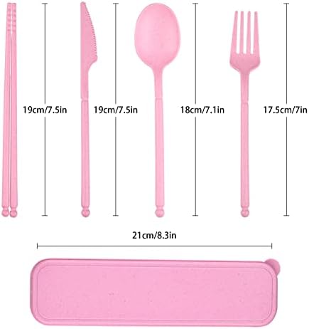 Camping Utensil Set, Reusable Utensils Set with Case, Plastic Cutlery - Image 2