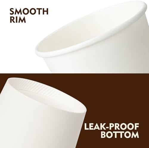 YEEHAW 16 oz 500 Pack White Disposable Paper Coffee Cups - Image 4