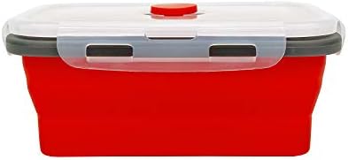 CARTINTS Set of 3 Collapsible Food Storage Containers with Lids, Collapsible Silicone Bowls, Silicone Lunch Containers, For Meal Prep, Camping, Travel, Microwave and Freezer Safe,500ml,Red - Image 5