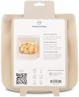 W&P Porter Silicone Reusable Storage Bag, Sandwich (34oz Flat), Oat, Food Storage Container, Microwave and Dishwasher Safe, Easy Cleaning - Image 4
