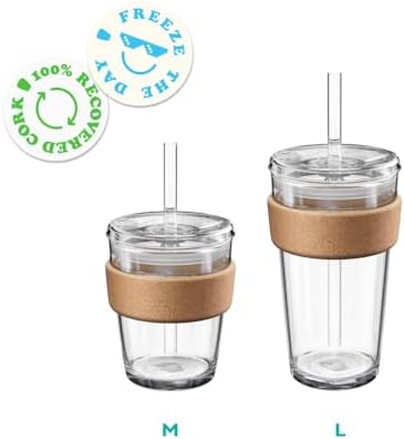 KeepCup Cold Cup - Brew Cork Tempered Glass Ice Coffee Tumbler with Recovered Cork Band, Lid and Straw - 16oz (454ml) - Image 5