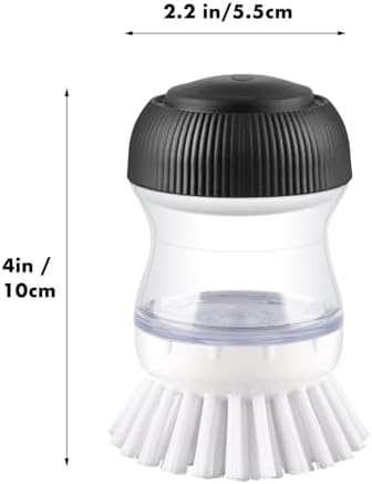 OYV Soap Dispensing Palm Brush, 1-Pack Dish Scrub Brush, Black/Clear/White - Image 6