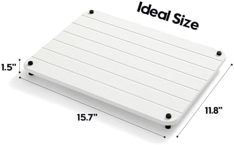 Razborci Stone Dish Drying Mat for Kitchen Counter, Water Absorbing Bathroom Tray Sink Organizer, Diatomaceous Earth Countertop Dish Rack Riser Sponge Holder Soap Dish, White, 16" x 12" - Image 4
