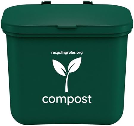 Small Green Compost Bin Container for Hanging on Kitchen Trash Container by RecyclingRules