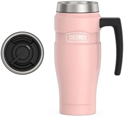 THERMOS Stainless King Travel Mug with Handle, 16oz, Matte Pink by Thermos