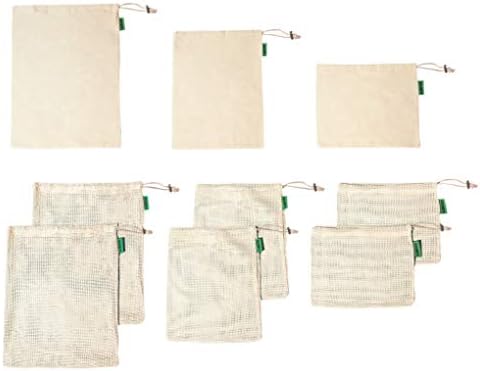 ECO ROOTS Reusable Produce Bags, Washable Cotton Mesh Produce Bags, 9 Pack by ECOROOTS