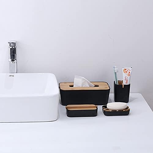 2 Pack Bamboo Soap Dish, Self-Draining Soap Box, Wooden Bamboo Bar Soap Holder for Shower, Bathroom, Kitchen, Bathtub, Bar Sink (White and Black) - Image 2