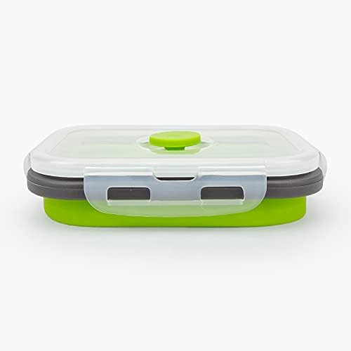 CCyanzi 3piece Collapsible Food Storage Containers with Lids, Silicone Lunch Container, Microwave & Freezer Safe, Space Saving for Kitchen Cabinet and Camping Backpack,(green gray) - Image 7