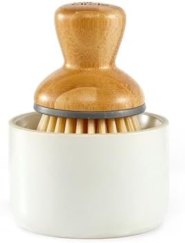 Full Circle Bubbly Palm Brush & Ceramic Soap Dispenser, White by Unknown