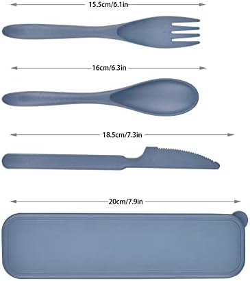 Reusable Cutlery with Case, Portable Dark Utensils Set for Adults, Tableware Camping Utensils for Kitchens, Dishwasher Safe (Dark blue) - Image 2