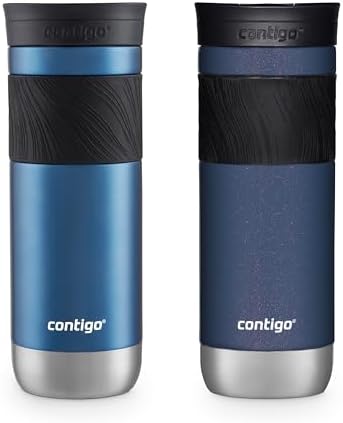 Contigo SNAPSEAL Insulated Stainless Steel Travel Mug with Grip 20oz. Blue Corn Transparent Satin & Midnight Berry by Unknown
