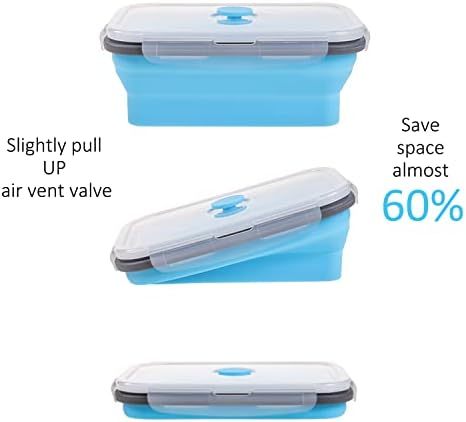 Collapsible Food Storage Containers with Airtight Lid, 4 Sizes, Annaklin Small and Large Stacking Silicone Collapsible Meal Prep Container Set for Leftover, Microwave Freezer Dishwasher Safe, Set of 4 - Image 3