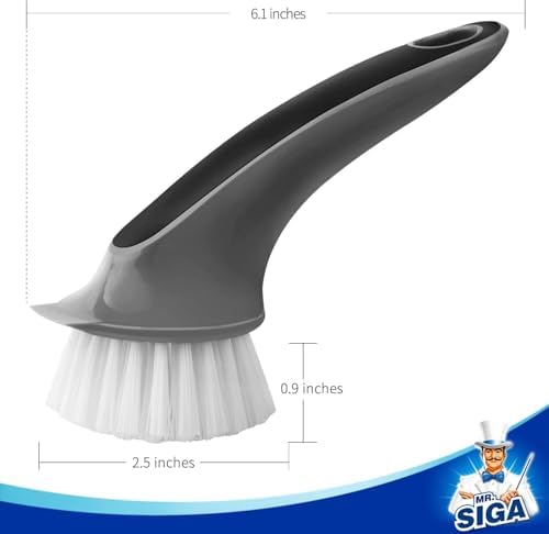 MR.SIGA Pot and Pan Cleaning Brush, Dish Brush for Kitchen, Gray, Pack of 2 - Image 3