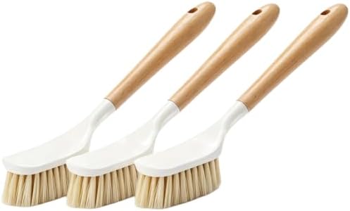 3pcs Wooden Dish Brush,Natural Sisal Bristle Kitchen Scrubber | Short Medium Long Wood Handle Brush,Eco Friendly Non Scratch Pot Cleaner (3‑Pack Long Brushes) by Unknown