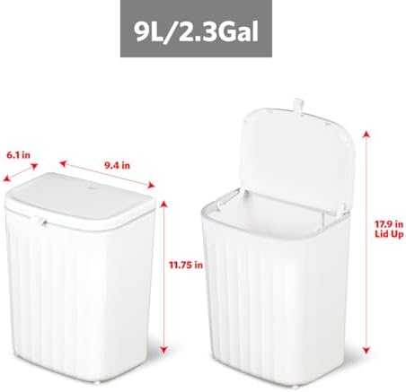 Glad Roomate Under Counter Waste Bin | Space Saving Small Trash Can for Kitchen Cabinet, Bathroom or Office | Dual Lid for Ease of Opening, 9 Liter, White - Image 2