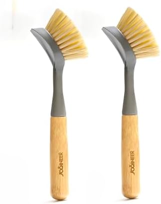 2 Pack Kitchen Dish Scrub Brushes with Bamboo Handle,Pot Cleaning Brushes by JOQINEERLtd