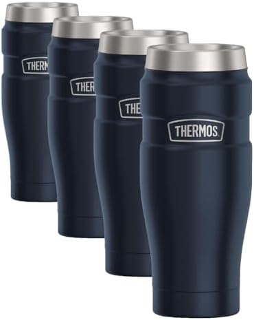 THERMOS Stainless King Travel Tumbler, 16 Ounce, Vacuum-Insulated | Midnight Blue | Pack of 4 by Thermos