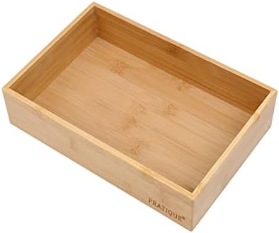 PRATIQUE Bamboo Drawer Organizer - Kitchen Utensil Organizer Silverware Tray Cutlery Holder，Office Desk Supplies and Accessories (8.9x5.9x2.6 inch) by PRATIQUE