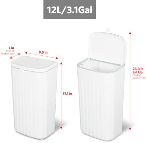 Glad Roomate Under Counter Waste Bin | Space Saving Small Trash Can for Kitchen Cabinet, Bathroom or Office | Dual Lid for Ease of Opening, 12 Liter, White - Image 2