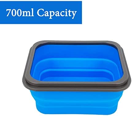 Small Silicone Collapsible Snacks Container with lid and 2 in 1 Spoon & Fork, Food Grade Silicone Bento Lunch Container, For Leftovers Meal Prep, Microwave/Freezer/Dishwasher Safe, 700ml - Image 5