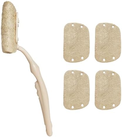 Natural Loofah Dish Sponge with Handle, 5 Replaceable Scrubber Pads by Unknown