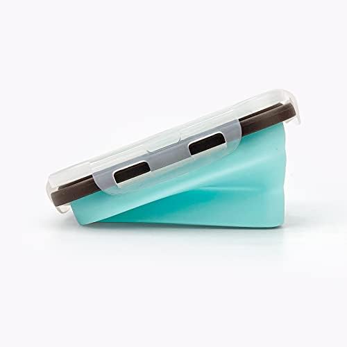 CCyanzi 3piece Collapsible Food Storage Containers with Lids, Silicone Lunch Container, Microwave & Freezer Safe, Space Saving for Kitchen Cabinet and Camping Backpack,(blue gray) - Image 6