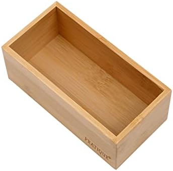 PRATIQUE Bamboo Drawer Organizer - Kitchen Utensil Organizer Silverware Tray Cutlery Holder，Office Desk Supplies and Accessories (5.9x3x2.6 inch) by PRATIQUE