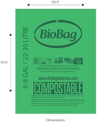 6-8 Gallon Compostable Trash Bags by BioBag, 45 Count, BPI Certified, Meets ASTM D6400 Standards, Made in USA, Medium Kitchen Bin Liners - Image 2