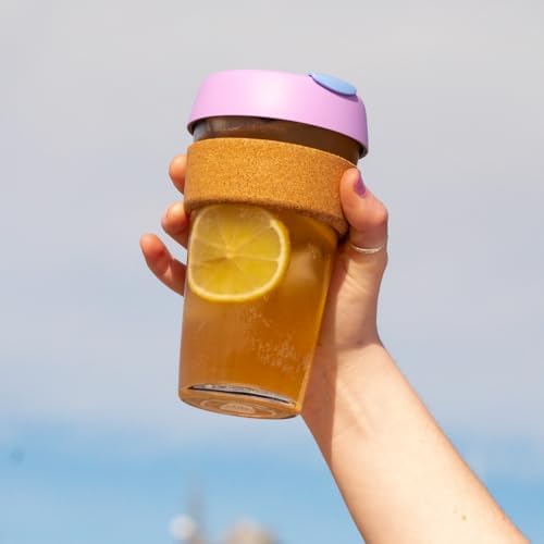 KeepCup Brew Cork, Reusable Glass Tumbler with Natural Cork, Grande Coffee Cup 16oz / 454ml - Moonlight - Image 2