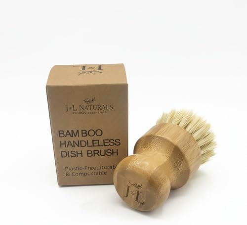 J&L Naturals Bamboo Hand Dish Brush, Handleless, Natural, Bamboo and Sisal Fibers, for Scrubbing Pots, Pans, and Everyday Dishes, Eco-Friendly - Image 2