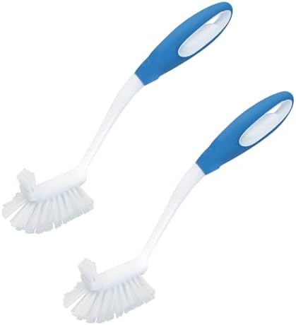 LOLA Pro Utility All Purpose Kitchen Cleaning Brush, 2 Pack, Durable Bristles, Comfort Ergonomic Rubber Non-Slip Grip, Built-in Food Scraper by LolaProducts