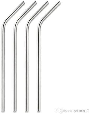 BaHoki Essentials Set of 4 Metal Stainless Steel Drinking Straws With Cleaning Brush Eco Friendly & Reusable - For Moscow Mules (Stainless Steel 9") Quality Straw to Enjoy Smoothies and Frozen Drinks by BaHokiEssentials