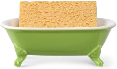 6.5" Ceramic Mini Clawfoot Bathtub Soap Dish,Bar Soap Holder,Lime - Image 3