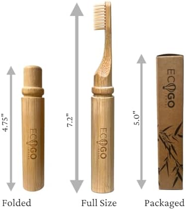 Foldable Bamboo Toothbrush with BPA-Free Soft Bristles | Eco-Friendly, Travel-Sized, Reusable Compact Case, Biodegradable Recycled Packaging - Image 3