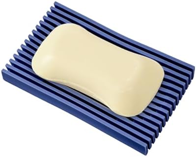 Aoheuo Modern Minimalist Soap Dish (1Pack),Drainage Silicone Soap Holder,5.5 Long by 3.15 Wide,0.55 inches high,Used for Kitchen,Bathroom,and Bar Sink(Blue) by Aoheuo