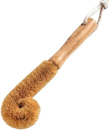 1Pcs Coconut Fibre Brush with Natural Wooden Handle Hangable Kitchen Multifunction Brush Cup Brush Washing Brush for Glass Feeding Bottle Wine Bottle by Unknown
