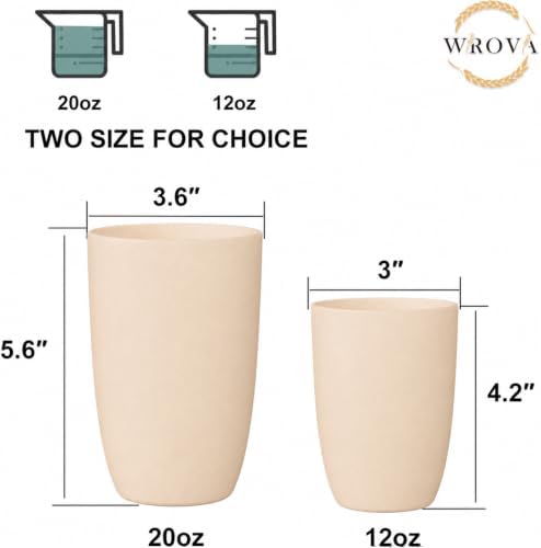 Wrova Wheat Straw Cups 6 PCS Good Alternative to Plastic Reusable Cups 20 oz Unbreakable Drinking Cup Reusable Dishwasher Safe Water Plastic Glasses Beige - Image 3