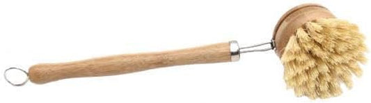 Dish Brush Bamboo Dishwashing Brush with Long Wood Handle Replaceable Head Nylon Bristles Hanging Loop Suitable for Sinks Pots and Pans Showers by Unknown