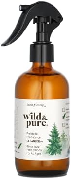 Wild & Pure Sensitive Skin Spray Body Wash (8oz) | Cleanser, Deodorizer, Moisturizer for Face, Hands, Body & Below the Belt | pH-Balanced, Microbiome-Friendly | EcoBalance Refillable Skincare by WildPure