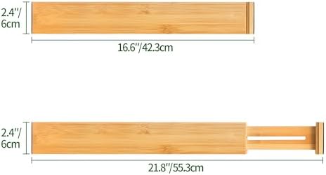 VaeFae 12-Pack Adjustable Bamboo Drawer Dividers, Expandable Drawer Organizer for Kitchen Utensils, Clothes, Bathroom, Office – Fits Drawer Interiors 16.6" to 21.8" - Image 4