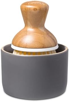 Full Circle Bubbly Palm Brush & Ceramic Soap Dispenser, Gray - Image 2