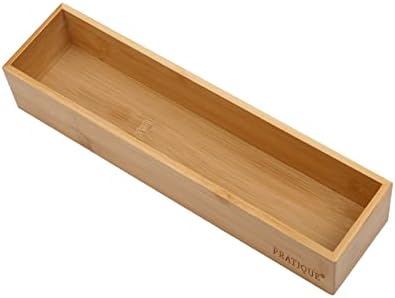 PRATIQUE Bamboo Drawer Organizer - Kitchen Utensil Organizer Silverware Tray Cutlery Holder，Office Desk Supplies and Accessories (12x3x2.6 inch) by PRATIQUE
