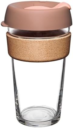 KeepCup Brew Cork, Reusable Glass Tumbler with Natural Cork, Grande Coffee Cup 16oz / 454ml - Frappe by KeepCup