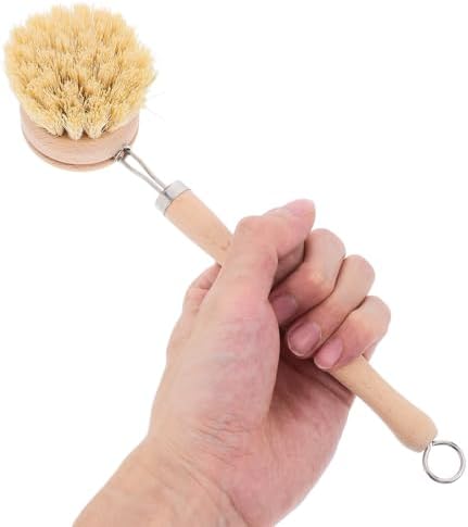 Wooden Dish Brush Multifunctional Use with Long Handle and Replaceable Sisal Hemp Brush Head and Convenient Design for Kitchen Cleaning for Washing Dishes, Pots, and Pans - Image 3